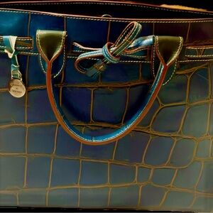 Dooney & Bourke Blue Crocodile-Embossed Satchel
